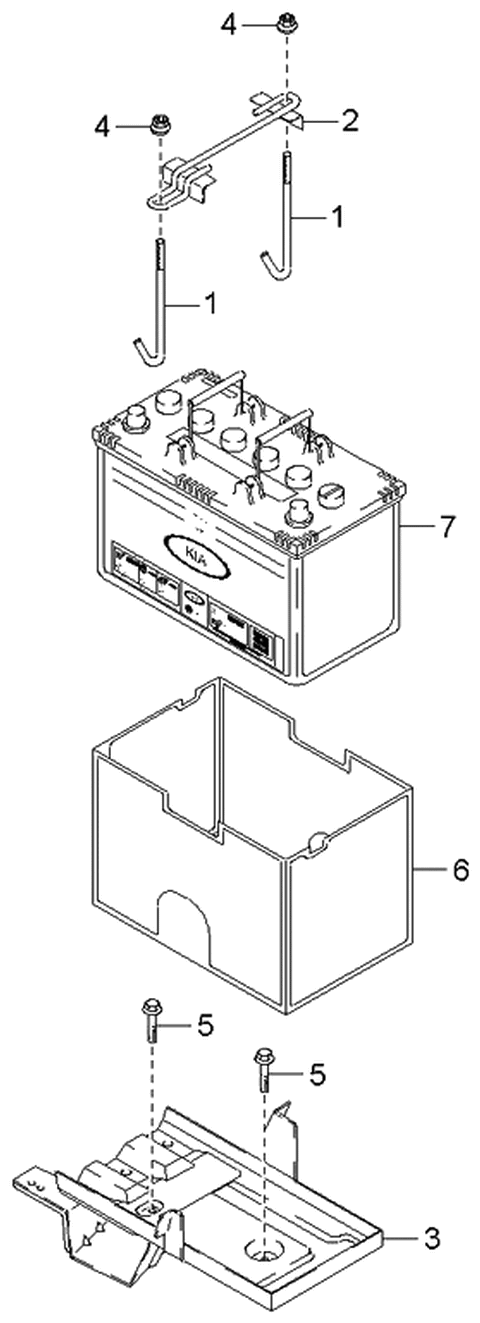 2002 Kia Sedona Battery Tray Diagram for 0K55256120B