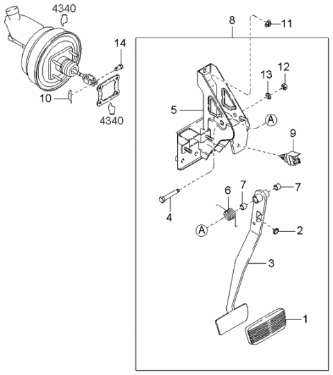 2004 Kia Sedona Pedal-Brake Diagram for 1K52Y43030A