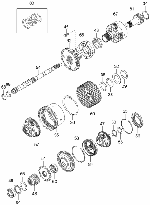 2002 Kia Sedona Carrier Assembly-Planet Diagram for 4571039506