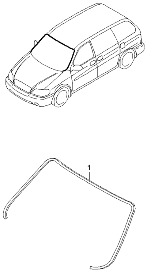 2001 Kia Sedona Moulding-Windshield Diagram for 0K55263401