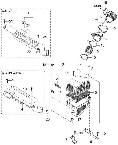 2003 Kia Sedona Sensor-Air Flow Diagram for 2810039400