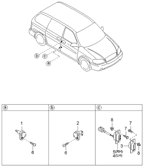 2001 Kia Sedona Switch Assembly-Front Door Diagram for 0K53A66540