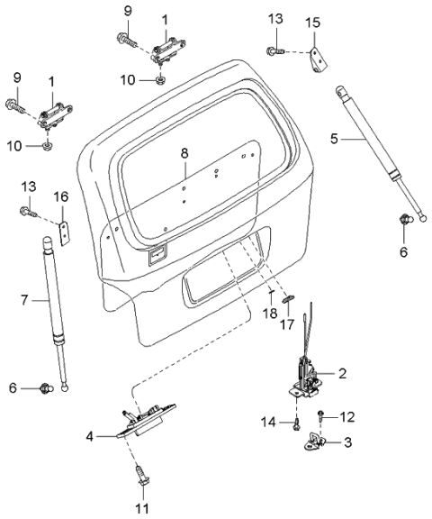 2005 Kia Sedona Lift Gate Mechanisms Diagram 1