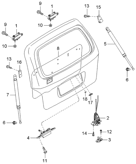 2005 Kia Sedona Screen-Back Door Diagram for 0K53A62850