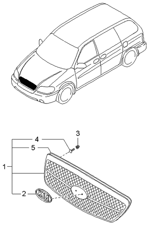 2005 Kia Sedona Radiator Grille Diagram 2