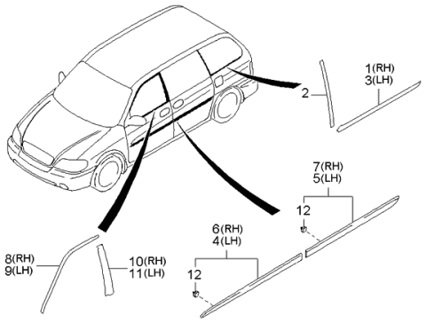 2001 Kia Sedona Protector-Rear Door,RH Diagram for 0K53A506R2XX