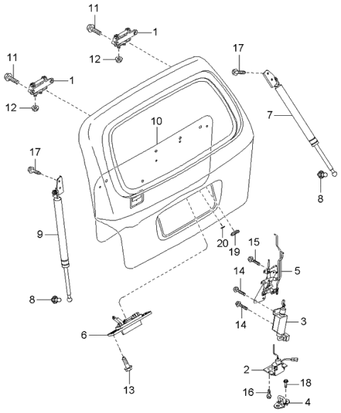 2001 Kia Sedona Lift Gate Mechanisms Diagram 2