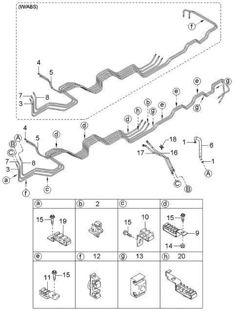 2001 Kia Sedona Pipe-Brake, Rear, LH Diagram for 0K52Y45370A