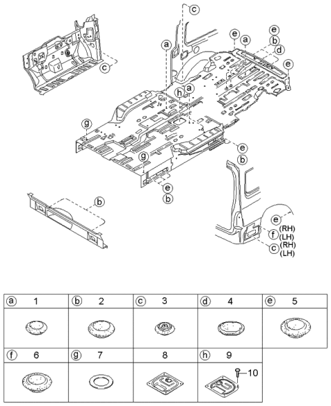 2003 Kia Sedona Cover-Floor Hole Diagram