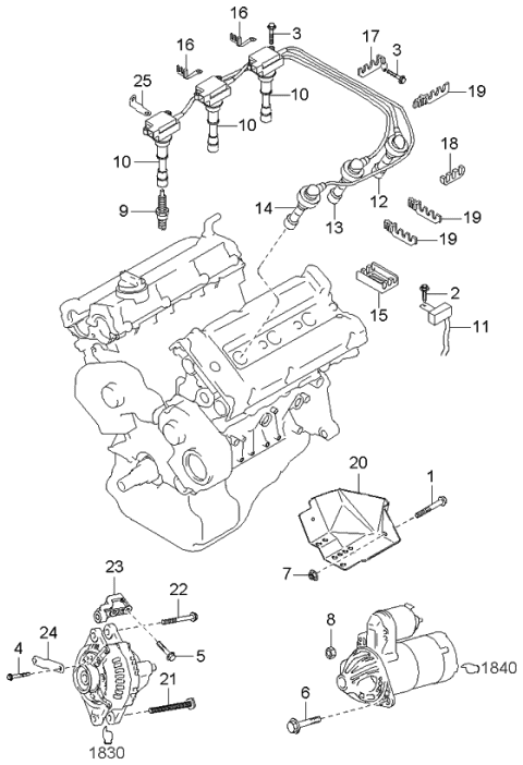 2005 Kia Sedona Brace-Generator Diagram for 3746039515