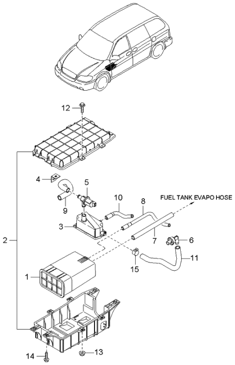 2004 Kia Sedona Protector-Canister Diagram for 0K52Z13960