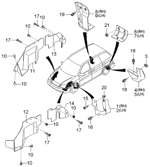 2001 Kia Sedona Bracket Assembly-Rear Flap, L Diagram for 0K55251890A