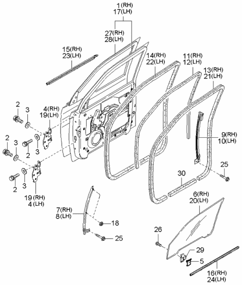 2004 Kia Sedona Hinge Assembly-Door Diagram for 0K52Y58240