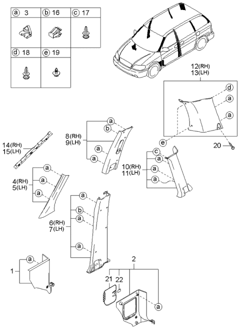 2001 Kia Sedona Screw-Tapping Diagram for K998650514B