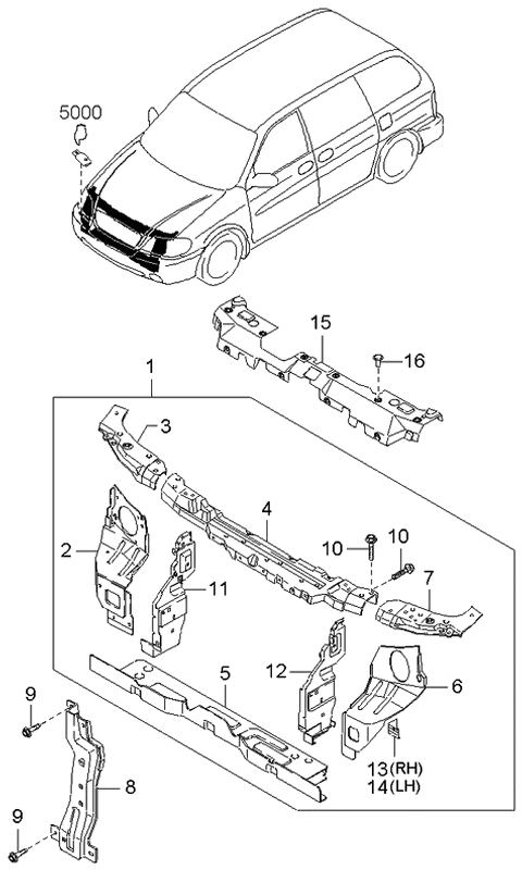 2004 Kia Sedona Panel-Front Diagram