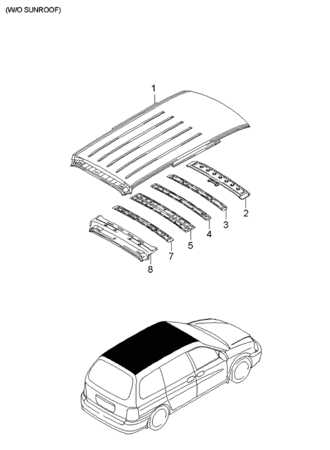 2001 Kia Sedona Header-Front Diagram for 0K53A70640