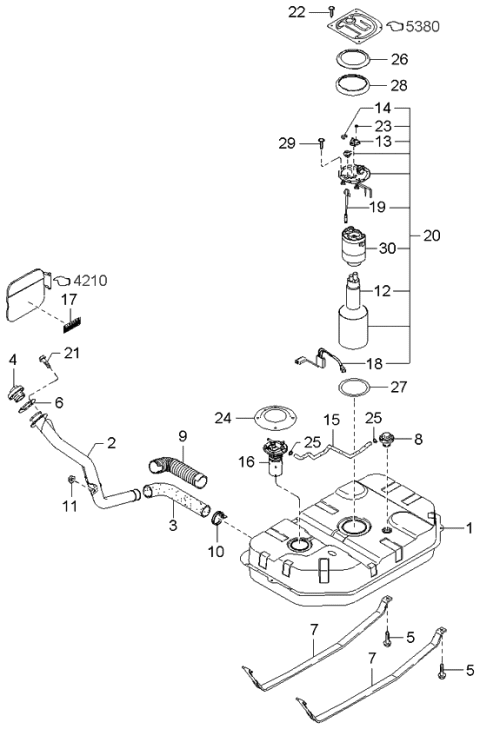 2002 Kia Sedona Fuel Tank Gauge Diagram for 0K52Z60960