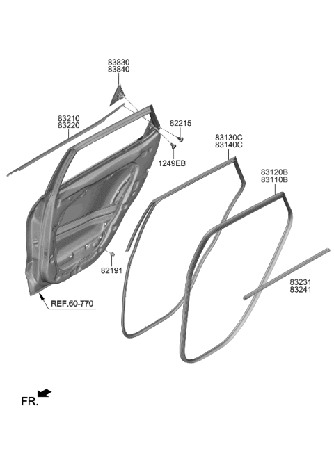 2021 Kia Seltos Rear Door Moulding Diagram