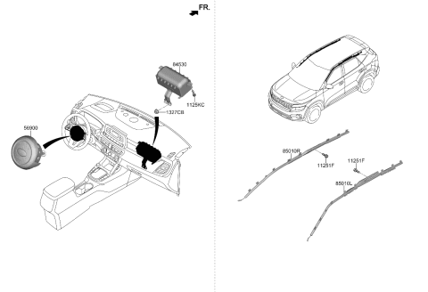 2021 Kia Seltos Curtain Air Bag Module Diagram for 80420Q5000