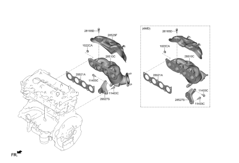 2024 Kia Seltos Exhaust Manifold Catalytic Assembly Diagram for 285102EKJ0