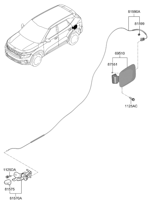 2021 Kia Seltos Fuel Filler Door Assembly Diagram for 69510Q5000