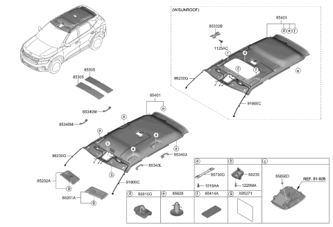 2021 Kia Seltos Sunvisor & Head Lining Diagram