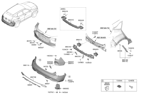 2022 Kia Seltos Rear Bumper Cover Diagram for 86612Q5000