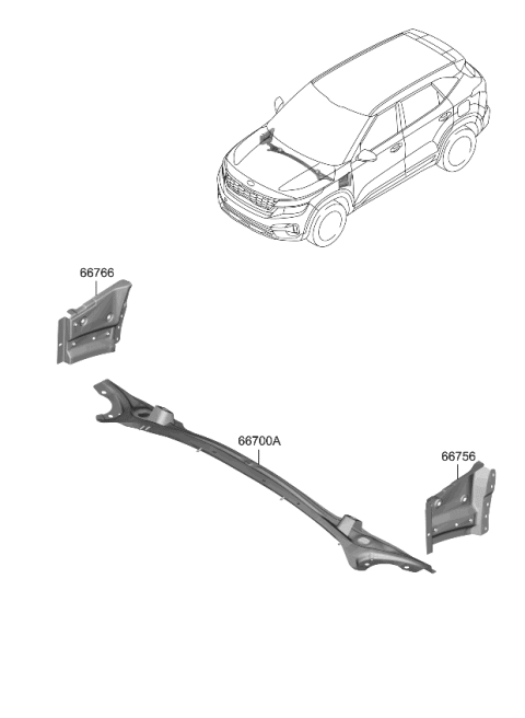 2022 Kia Seltos Cowl Panel Diagram