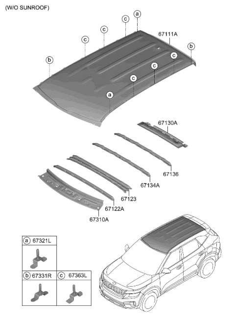 2024 Kia Seltos Rail-Roof Ctr NO1 Diagram for 67152Q5000