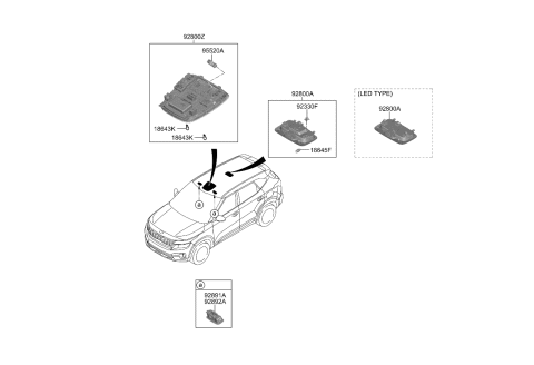 2021 Kia Seltos Lamp Assembly-Overhead C Diagram for 92810Q5080BGA