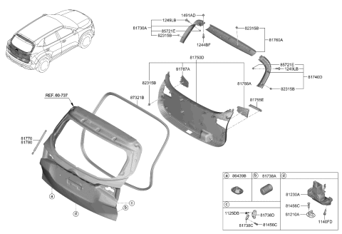 2024 Kia Seltos Cover-T/GATE Rr Lamp Diagram for 81714Q5000