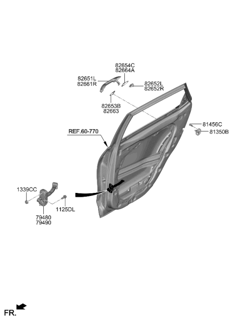 2022 Kia Seltos Cover-Fr Dr O/S HDL Diagram for 82652Q5050