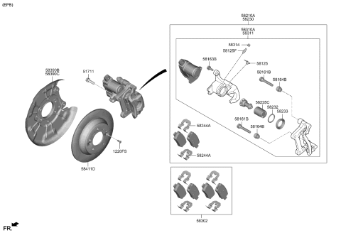 2024 Kia Seltos Splash Shield, Left Diagram for 58390Q5400