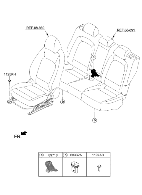 2024 Kia Seltos Hinge Assy-Rear Seat Diagram for 89T30Q5000