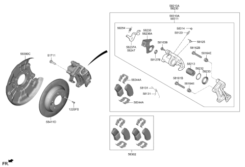 2022 Kia Seltos Splash Shield, Right Diagram for 58391Q5300