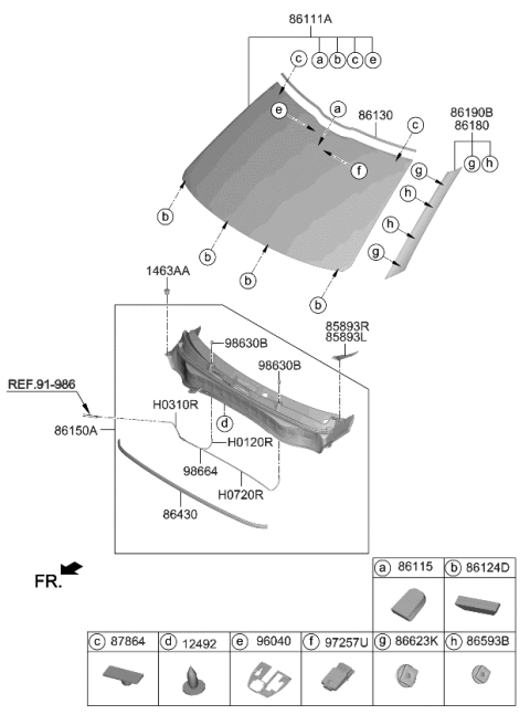 2022 Kia Seltos GLASS-WINDSHIELD Diagram for 86111Q5AF0