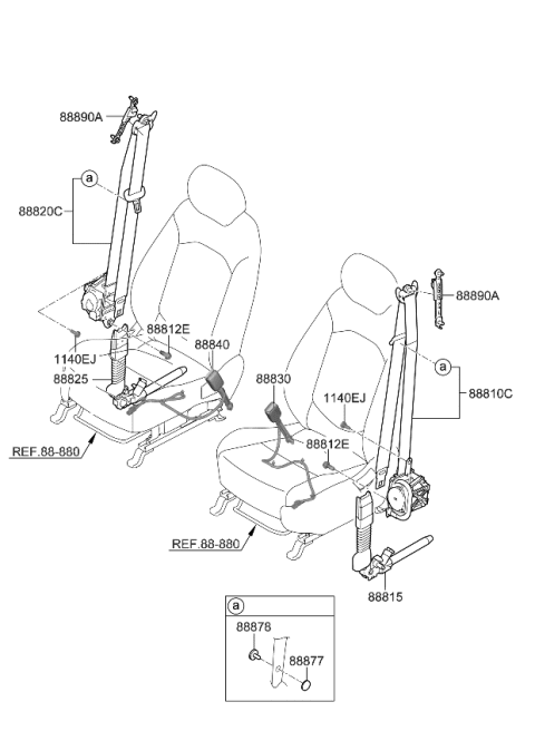 2022 Kia Seltos Seat Belt PRETENSION Diagram for 88850Q5000WK