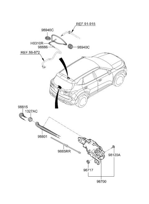 2023 Kia Seltos Rear Wiper & Washer Diagram