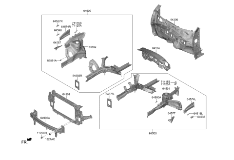 2022 Kia Seltos Fender Apron & Radiator Support Panel Diagram