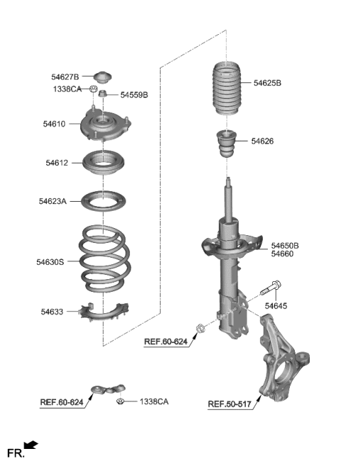 2023 Kia Seltos STRUT ASSY-FR,RH Diagram for 54651Q5600