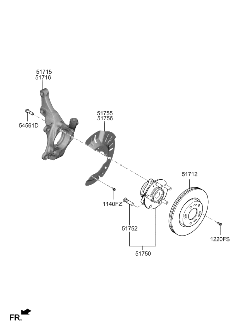 2023 Kia Seltos Front Wheel Hub Assembly Diagram for 51750J9000