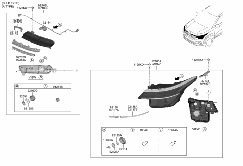 2024 Kia Seltos Passenger Side Headlight Assembly Diagram for 92102Q5020