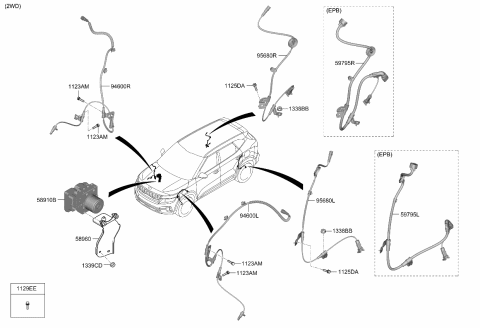 2021 Kia Seltos Hydraulic Unit Assembly Diagram for 58910Q5450