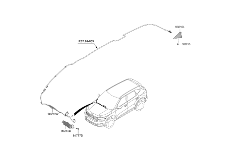 2024 Kia Seltos Combination Antenna Assembly Diagram for 96210Q5000KDG