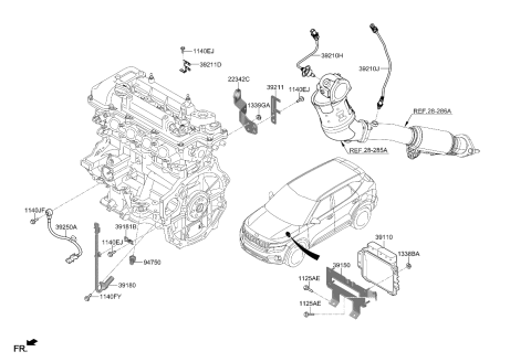 2024 Kia Seltos Oxygen Sensor Assembly, Front Diagram for 392102B520