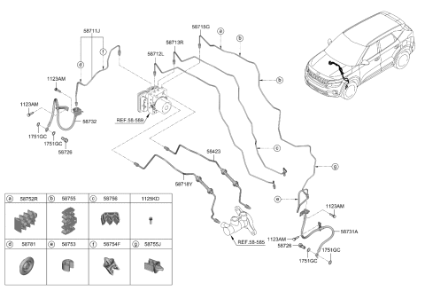 2024 Kia Seltos Brake Front Hose, Left Diagram for 58731Q5000