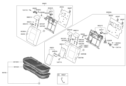 2022 Kia Seltos Rear Seat Armrest Assembly Diagram for 89900Q5100AXA