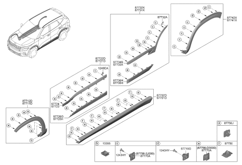 2023 Kia Seltos GARNISH Assembly-Qtr Sid Diagram for 87742Q5000