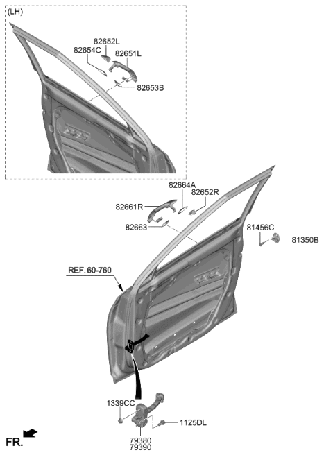 2021 Kia Seltos Cover-Fr Dr O/S HDL Diagram for 82652Q5100