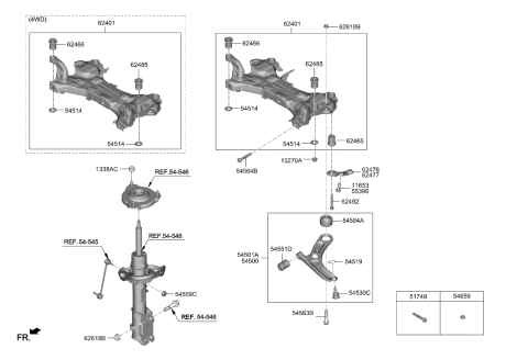 2024 Kia Seltos Bush-Fr LWR Arm(G) Diagram for 54584F2000
